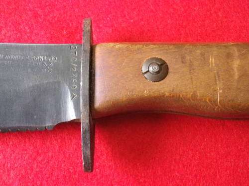 BRITISH RAF WW2 PILOTS SURVIVAL KNIFE - 27C / 2360 MOD MADE J NOWILL- SEE BELOW  (1008)