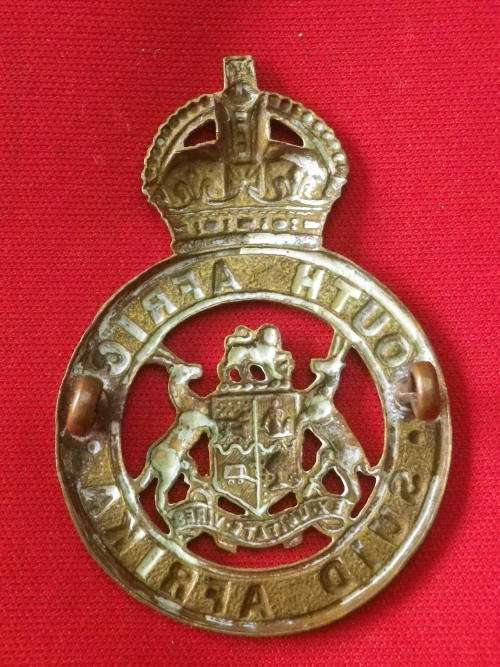 SA - INSTRUCTIONAL CORPS "S" TYPE BRASS CAP BADGE    (299)