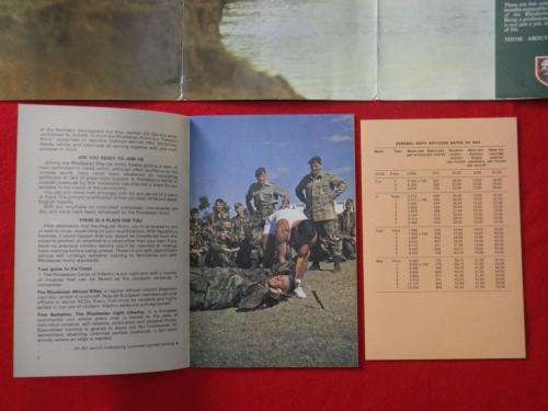 RHODESIAN ARMY - PROMOTIONAL FOLDER + "CONDITIONS OF SERVICE" BOOKLET + PAY SCALE CARD (5586)