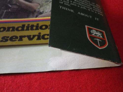 RHODESIAN ARMY - PROMOTIONAL FOLDER + "CONDITIONS OF SERVICE" BOOKLET + PAY SCALE CARD (5586)