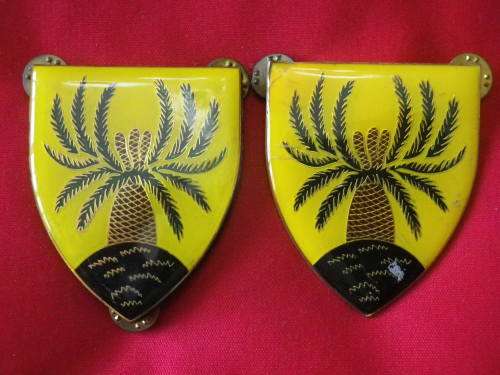 SADF - PAIR 4 SAI BATTALION FLASHES - 1 PIN MISSING   - DINNES 4394     (5810)