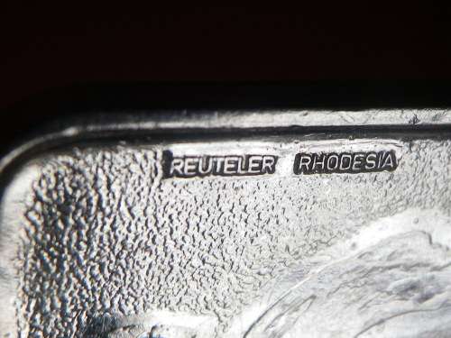 RHODESIAN STAMPED SILVER PENDANT + CHAIN - FLAME LILY + NATIONAL ANTHEM - MADE REUTELER  (6182)