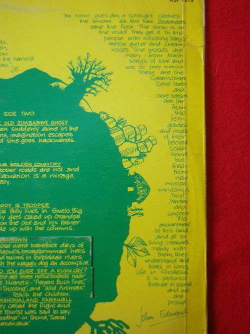 RHODESIAN LP " LIFE IN RHODESIA" BY "THE GREENSTONES" (NEW ZEALANDERS)  SONGS BY JOHN EDMOND (6189)