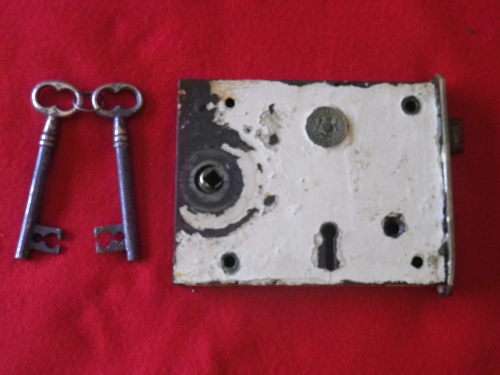 NATAL GOVT. RAILWAYS ,STAMPED - VICTORIAN RIM LOCK (DRAW BACK) WORKING BUT KEYS NOT ORIGINAL  (6197)