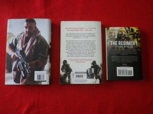 3 X BRITISH SAS BOOKS "THE REGIMENT" SC  + "TASK FORCE BLACK" SC + "BORN FEARLESS "HC       (3664)