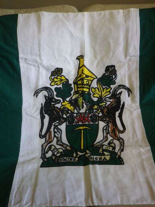 RHODESIAN PERIOD FULL SIZE REPLICA FLAG - DOUBLE SIDED, GOOD CONDITION 88CM X 184CM   (6499)