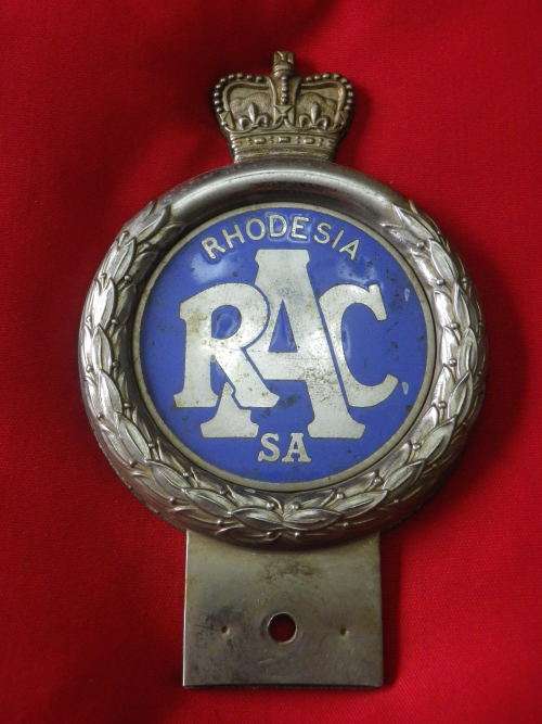ROYAL AUTOMOBILE CLUB QC NUMBERED CAR BADGE - RHODESIA / SA - MADE METAL ART PTA.- RELISTED   (6503)