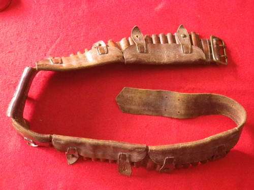 BRITISH LEE METFORD P1897 BOER WAR LEATHER BANDOLIER - MADE BARNSBY 1901 - SEE BELOW  (6574)
