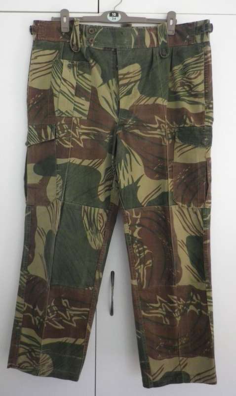 RHODESIAN ARMY - CAMMO LONGS + METAL WAIST CLIPS - XXL - MISMATCHED BUTTONS (6811)