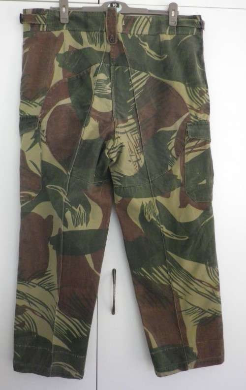 RHODESIAN ARMY - CAMMO LONGS + METAL WAIST CLIPS - XXL - MISMATCHED BUTTONS (6811)