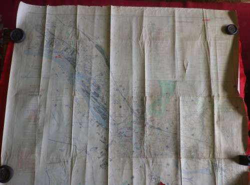 BRITISH WW2 MAP OF BREMEN MARKED SECRET - USED BY BRITISH OFFICER - NOTE TEAR -- SEE BELOW    (3727)