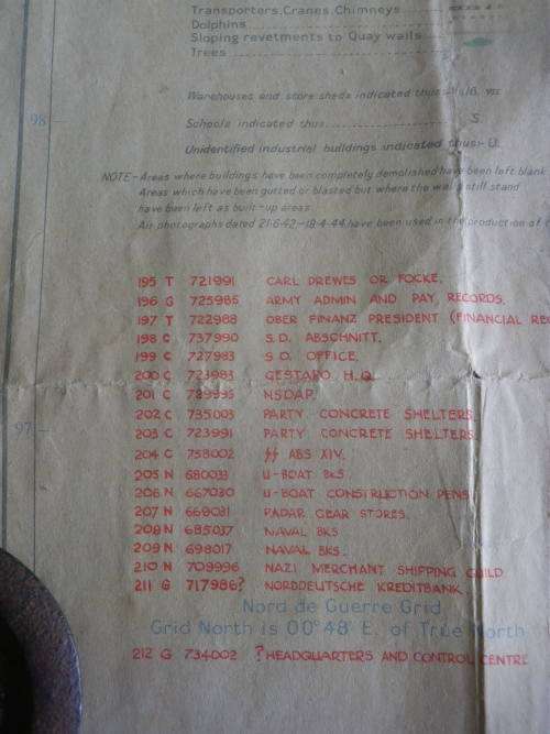 BRITISH WW2 MAP OF BREMEN MARKED SECRET - USED BY BRITISH OFFICER - NOTE TEAR -- SEE BELOW    (3727)