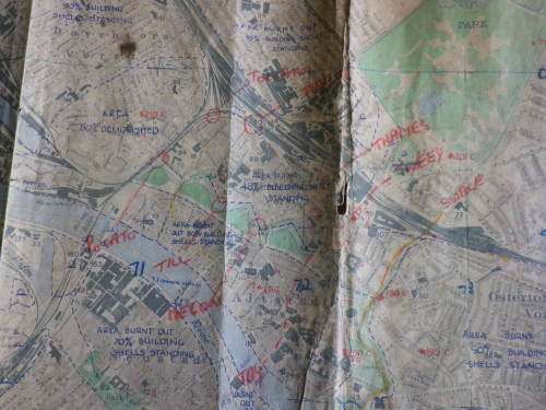 BRITISH WW2 MAP OF BREMEN MARKED SECRET - USED BY BRITISH OFFICER - NOTE TEAR -- SEE BELOW    (3727)