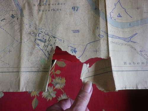 BRITISH WW2 MAP OF BREMEN MARKED SECRET - USED BY BRITISH OFFICER - NOTE TEAR -- SEE BELOW    (3727)