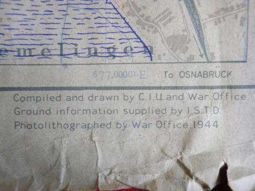 BRITISH WW2 MAP OF BREMEN MARKED SECRET - USED BY BRITISH OFFICER - NOTE TEAR -- SEE BELOW    (3727)