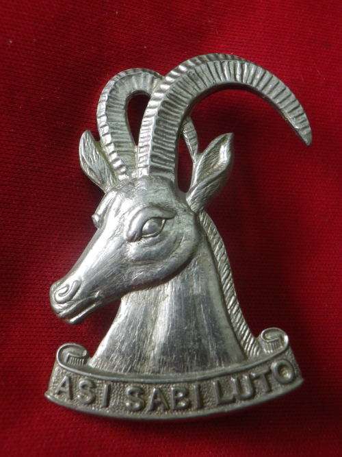 SOUTHERN RHODESIA ARMOURED CAR REGT. WM CAP BADGE - MADE FIRMIN - LUGS CRIMPED 1947-'56 (4501)