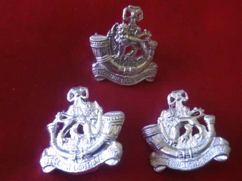 RHODESIA - RLI   SILVER ANODISED BERET + FACING PAIR COLLAR BADGES    (7035)
