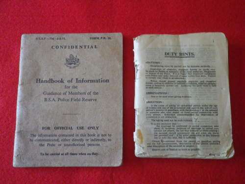 RHODESIA BSAP - 1 X INFO HANDBOOK + 1 X DUTY HINTS HANDBOOK - NO COVER   (2362)