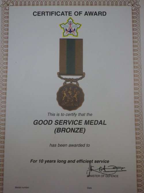 SADF - LOT 3 X ORIGINAL MEDAL CERTIFICATES - UNUSED          (2573)