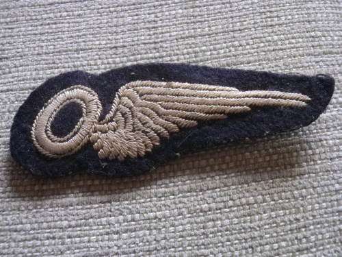 RHODESIA / ROYAL AIR FORCE - WW2 OBSERVERS WING - AS WORN BOMBER SQUADRONS  (3881)
