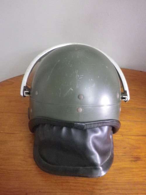 SA ARMY - GREEN RIOT HELMET WITH VISOR - OBSOLETE  relisted due to Time Waster