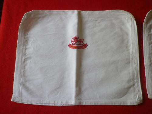 RHODESIAN ARMY - 2 X EMBROIDERED CHAIR COVERS - SIZE 44cm X 35cm            (7538)