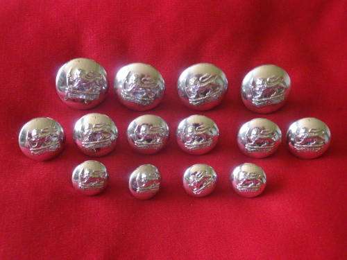 RHODESIAN ARMY - SET 14 X SILVER ANODISED BUTTONS - OD'S 23/19/15mm - SS,GREY'S, SAS, RLI  (3027)