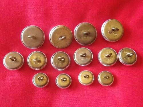 RHODESIAN ARMY - SET 14 X SILVER ANODISED BUTTONS - OD'S 23/19/15mm - SS,GREY'S, SAS, RLI  (3027)