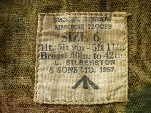 BRITISH ARMY PARA SMOCK - DENISON BRUSHSTROKE CAMMO - 1957 - SIZE 6 - GOOD CONDITION SEE TAG (4720)