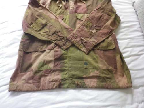 BRITISH ARMY WW2 PARA / SAS / COMMANDO CAMMO WINDPROOF SMOCK + TROUSERS - CWS SIZE 7- RARE(4719)