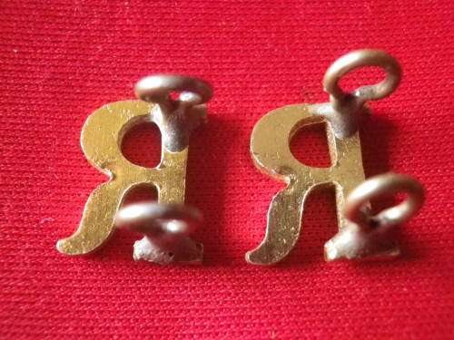 RHODESIA BSAP - RESERVISTS GOLD ANODISED COLLAR BADGES    (7672)