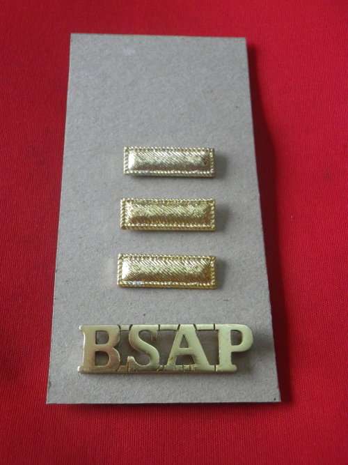 RHODESIA BSAP - SECTION OFFICERS MOCK UP RH SHOULDER BOARD - ALL ORIGINAL BADGES ON CARDBOARD (7675)