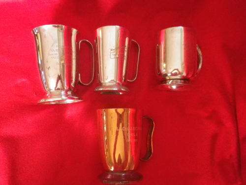 RHODESIA - 4 x O`CONNOR FAMILY COPPER + EPNS MUGS - AS SEEN  (5068)