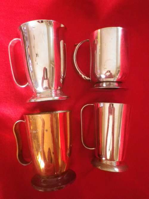 RHODESIA - 4 x O`CONNOR FAMILY COPPER + EPNS MUGS - AS SEEN  (5068)