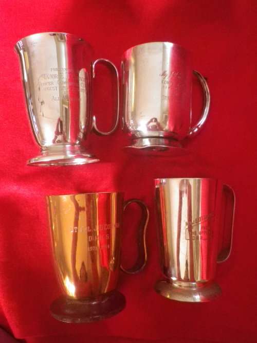 RHODESIA - 4 x O`CONNOR FAMILY COPPER + EPNS MUGS - AS SEEN  (5068)