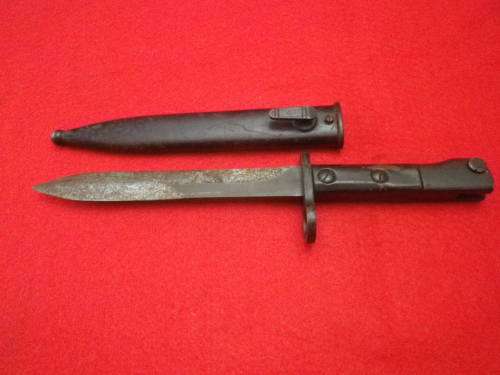 RHODESIAN ARMY - UZI BAYONET + STEEL SCABBARD    (4744)