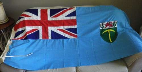 SOUTHERN RHODESIA FLAG - MADE WILLIAM SMITH - INSCRIBED - SIZE 6`X3`-186X90cm  GOOD CONDITION (7894)