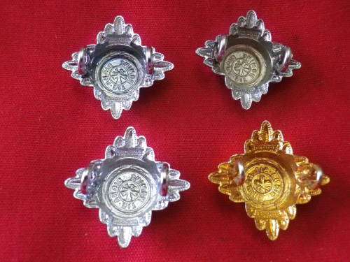 RHODESIAN PRISONS - 3 X CHROME RANK PIPS + 1 X BSAP BRASS PIP - FOR JUNIOR OFFICERS     (6033)