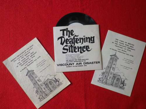 RHODESIA - VISCOUNT DISASTER - `THE DEAFENING SILENCE` RECORD + SERVICE + SERMON DOCUMENTS (8084)