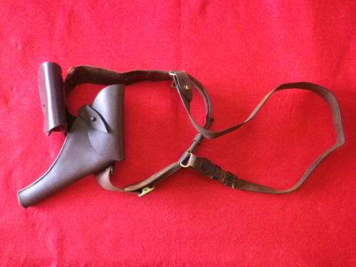 RHODESIAN USED SAM BROWNE + .45 REVOLVER HOLSTER +AMMO POUCH  - CIRCA BOER WAR WW1           (4017)