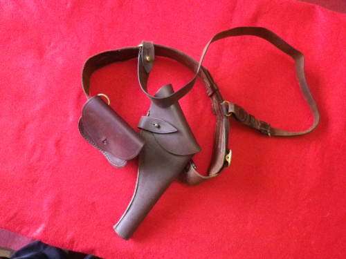 RHODESIAN USED SAM BROWNE + .45 REVOLVER HOLSTER +AMMO POUCH  - CIRCA BOER WAR WW1           (4017)
