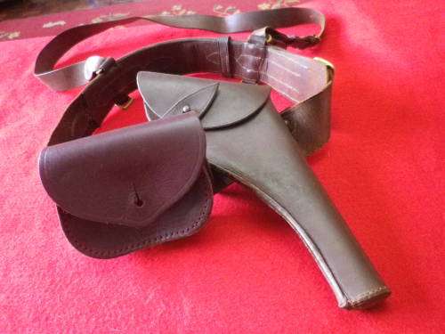 RHODESIAN USED SAM BROWNE + .45 REVOLVER HOLSTER +AMMO POUCH  - CIRCA BOER WAR WW1           (4017)