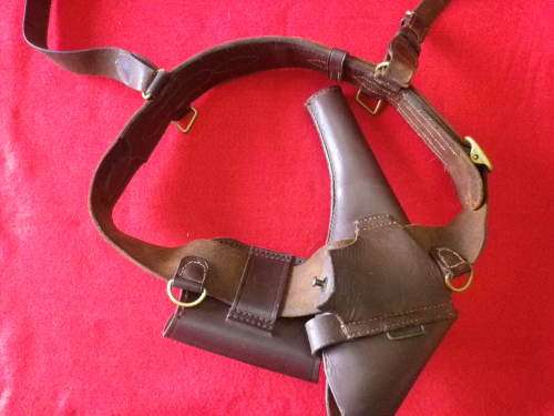 RHODESIAN USED SAM BROWNE + .45 REVOLVER HOLSTER +AMMO POUCH  - CIRCA BOER WAR WW1           (4017)