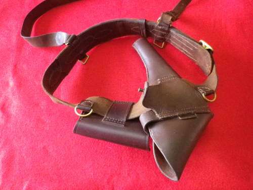 RHODESIAN USED SAM BROWNE + .45 REVOLVER HOLSTER +AMMO POUCH  - CIRCA BOER WAR WW1           (4017)