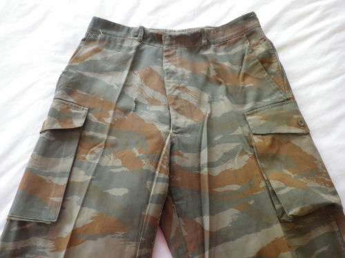 RHODESIAN WAR PICK UP -EX ZIPRA CAMMO TROUSERS, CUBAN SUPPLY - HAS SPLITS, TEARS AND REPAIRS (4129)