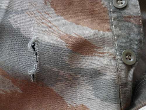 RHODESIAN WAR PICK UP -EX ZIPRA CAMMO TROUSERS, CUBAN SUPPLY - HAS SPLITS, TEARS AND REPAIRS (4129)