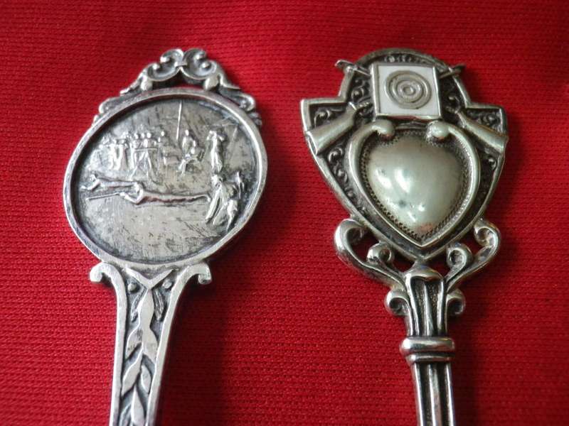 BRITAIN + GB EMPIRE - 4 X SILVER PLATE SHOOTING TEASPOONS          (8355)