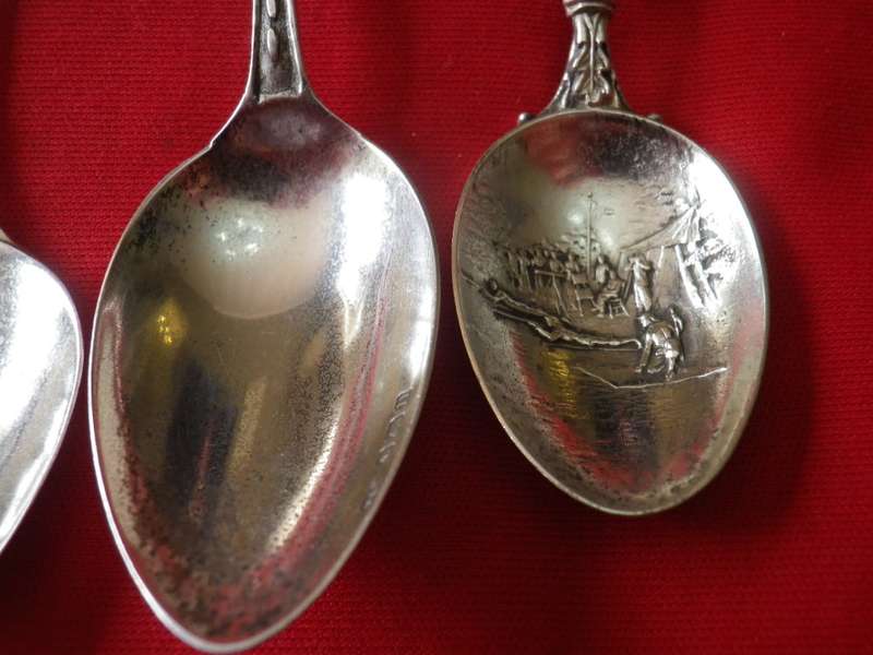 BRITAIN + GB EMPIRE - 4 X SILVER PLATE SHOOTING TEASPOONS          (8355)