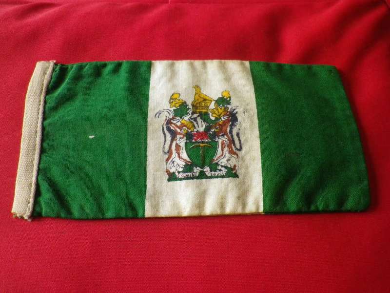 RHODESIA - PERIOD DESK FLAG - MOUNTING RESIDUE  SIZE  16.5 X 8.5cm          (8424)