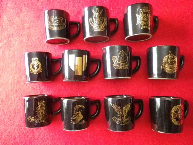 RHODESIAN ARMY UNITS - LOT 11 X MINI COFFEE MUGS  - HEIGHT 5.5cm -   (8440)